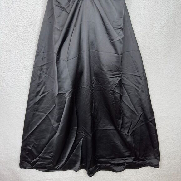 Jason Wu Black Satin Slip Dress L Midi Gown Cocktail Wedding Party Prom Glam NWT - Picture 6 of 14